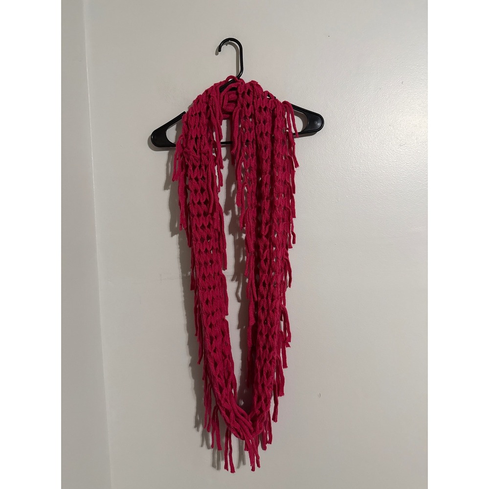 Dream Out Loud Selena Gomez Magenta Pink Crochet Fringe Infinity Scarf One Size